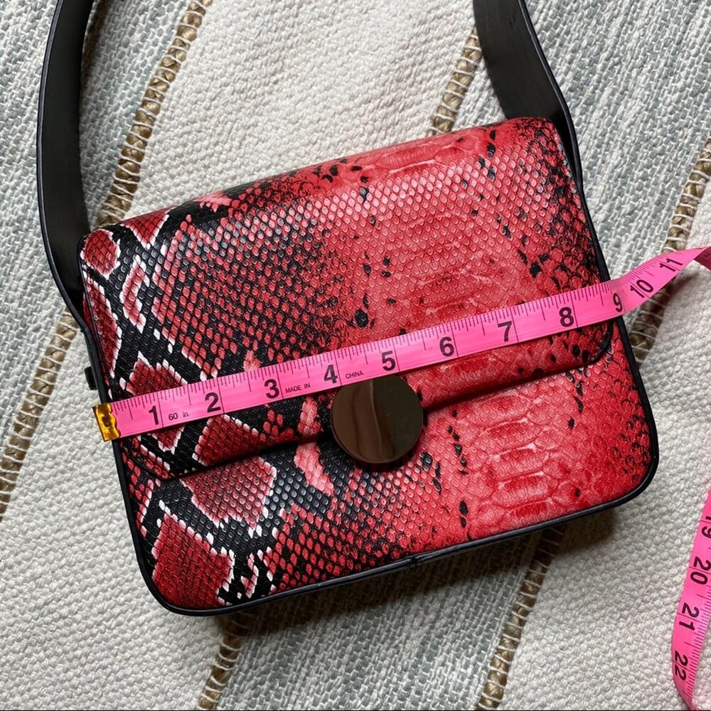Nissa One Red Black Snake Print Crossbody Bag - Picture 6 of 9